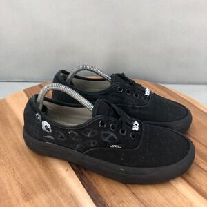 Vans Authentic Skate Sneakers Womens 6 Black Canvas Lace Up Shoes Custom